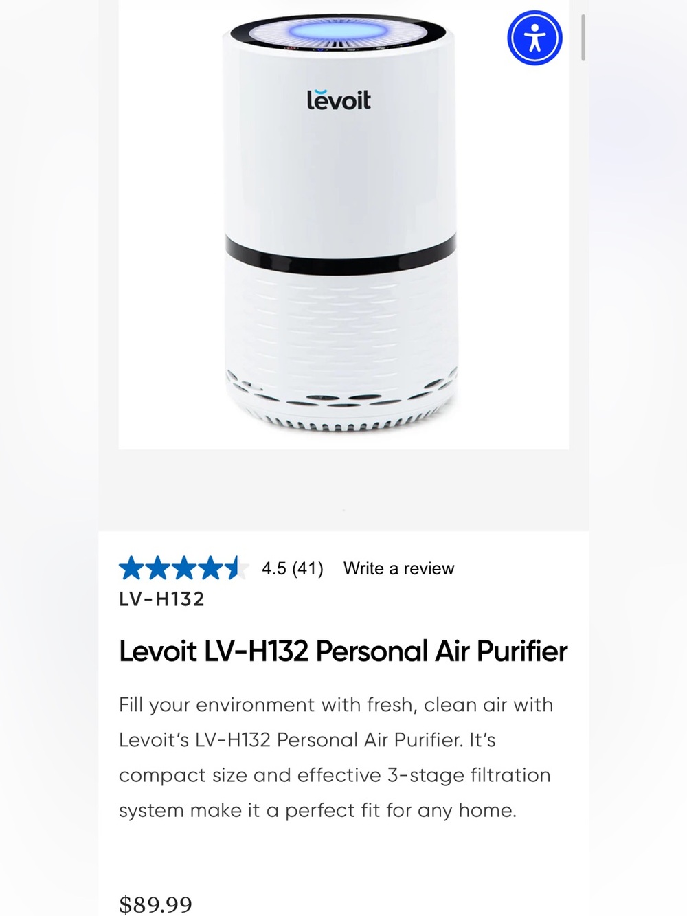 LV-H132 Personal Air Purifier - White